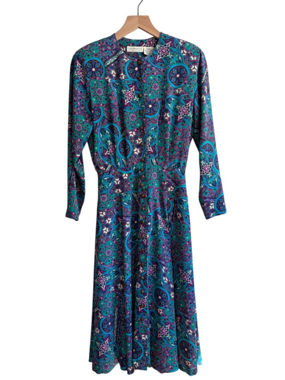 Vintage Liz Claiborne Paisley Button Down Shirt Dress with Swing Skirt Size 6 - Picture 2 of 6